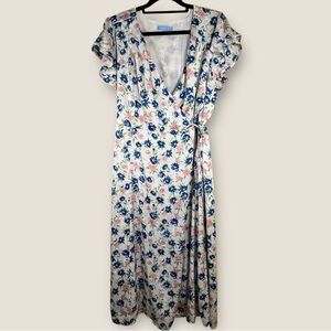 Draper James RSVP Flutter Sleeve Floral  Wrap Midi Dress